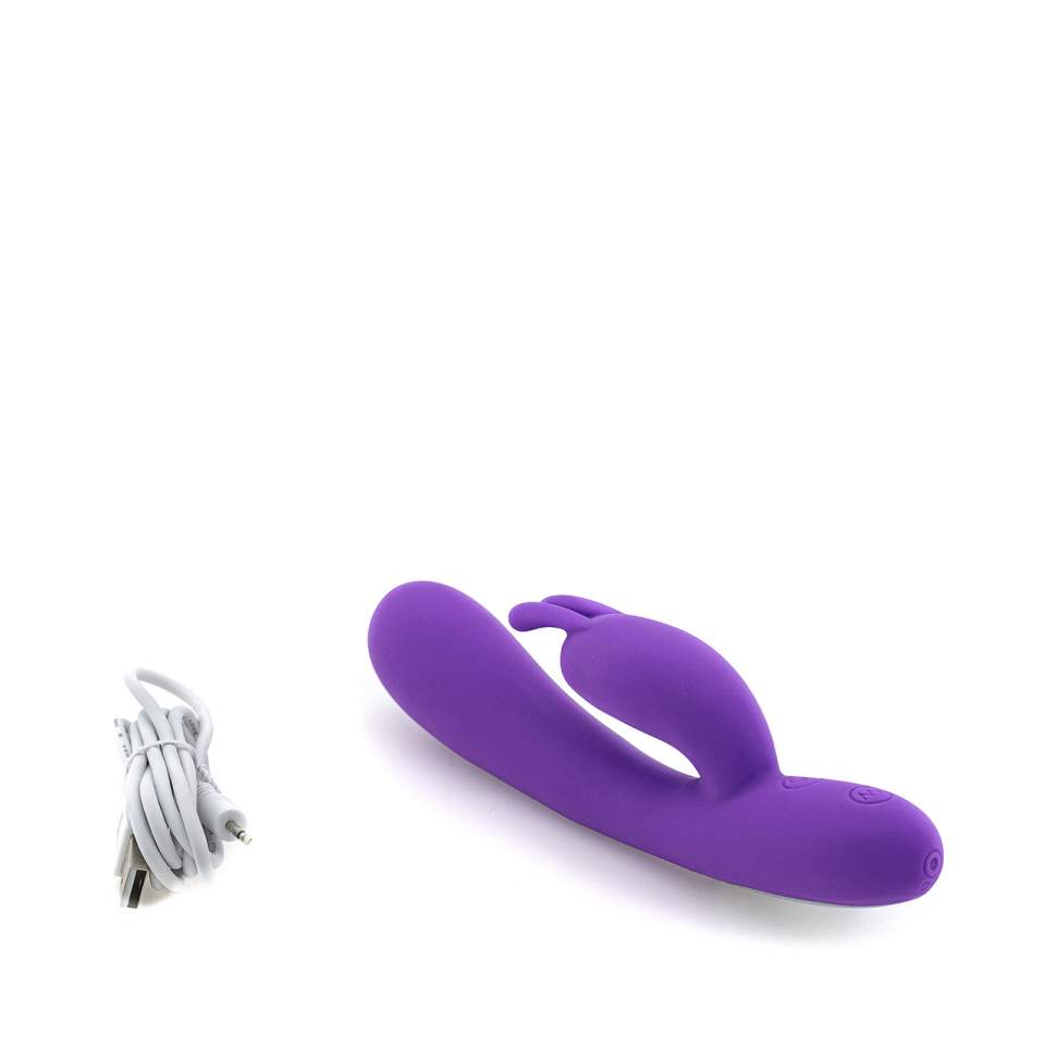 Fioletowy silikonowy wibrator króliczek ze stymulacją łechtaczki i dużą mocą