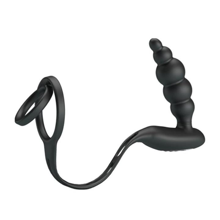 Wibrujący masażer prostaty z pierścieniem na penisa – 12 trybów