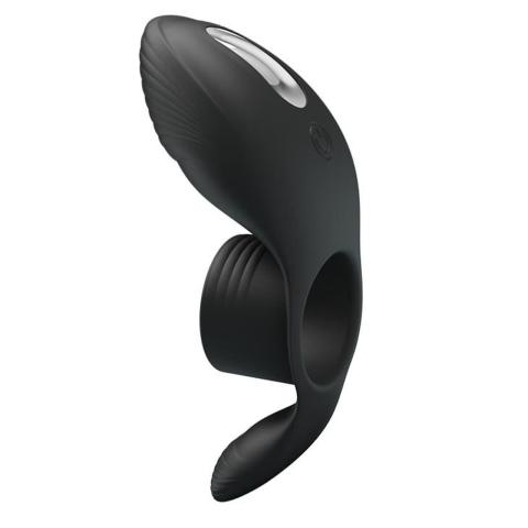 Wibrujący pierścień na penisa 7 trybów z wypustką do łechtaczki czarny USB