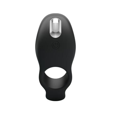 Wibrujący pierścień na penisa 7 trybów z wypustką do łechtaczki czarny USB