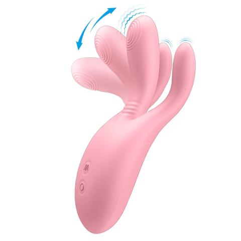 Silikonowy stymulator 3-palczasty z 10 wibracjami i 5 funkcjami kiwania