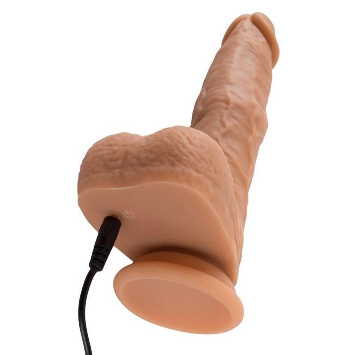 Dildo pchający realistyczny z przyssawką i pilotem | 7 wibracji + 5 pchnięć