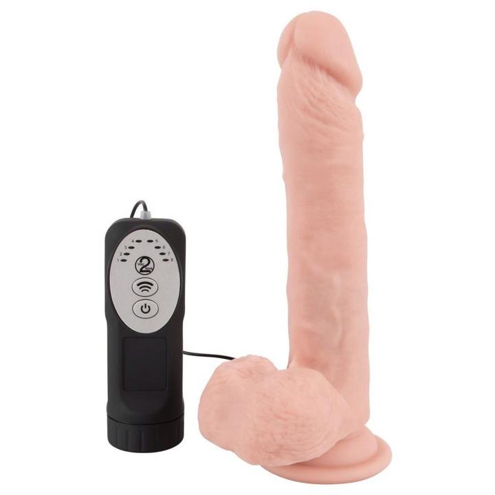 Cieliste dildo posuwiste i obrotowy z przyssawką 21 cm
