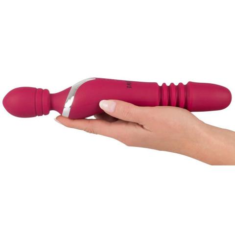 Rozgrzewający masażer 27 cm z wibracjami, ruchem posuwistym i obrotowym USB