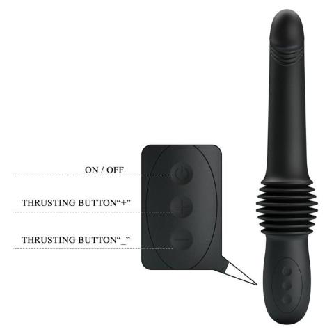 Wibrator  waginalno-analny z ruchem pchającym 7 cm USB - czarny silikon