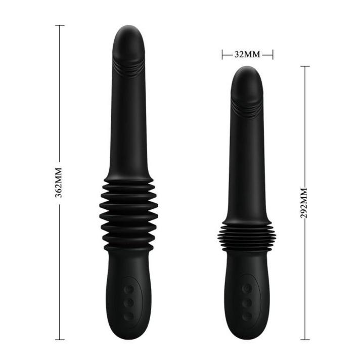 Wibrator  waginalno-analny z ruchem pchającym 7 cm USB - czarny silikon