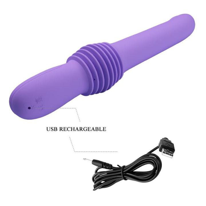 Wibrator  waginalno-analny z ruchem posuwistym 7 cm, silikon, ładowanie USB