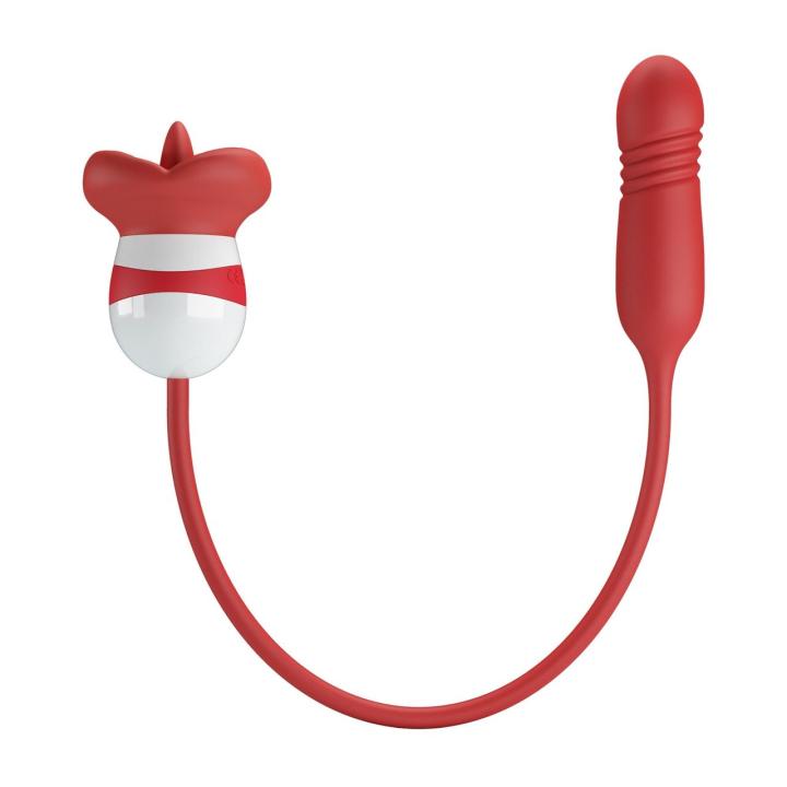 Wibrator w kształcie ust z językiem, pchnięciami i wibracjami 5+5+5 USB
