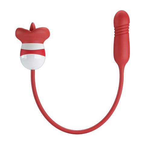 Wibrator w kształcie ust z językiem, pchnięciami i wibracjami 5+5+5 USB