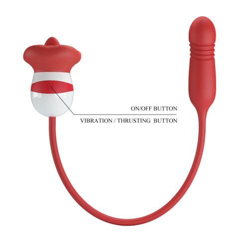 Wibrator w kształcie ust z językiem, pchnięciami i wibracjami 5+5+5 USB