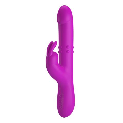 Wibrator króliczek z pchnięciami i obrotami, 12 trybów wibracji USB