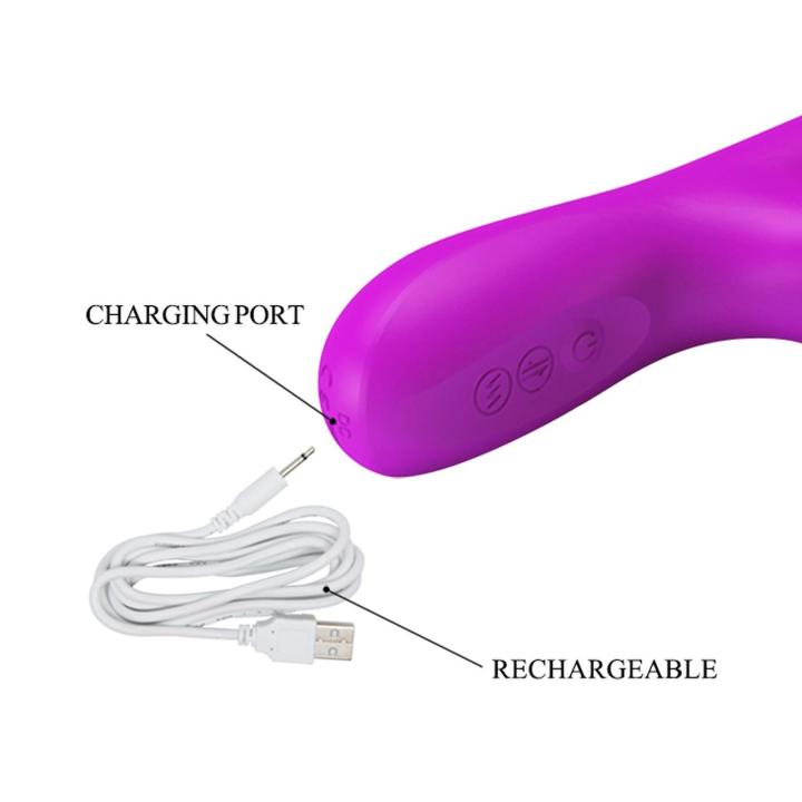 Wibrator króliczek z pchnięciami i obrotami, 12 trybów wibracji USB