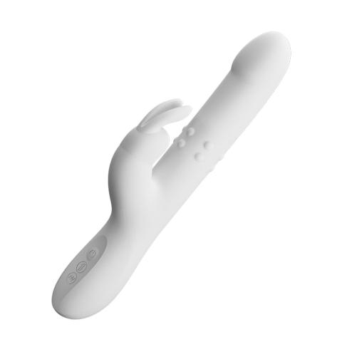 Silikonowy wibrator króliczek z obrotami i pchnięciami, 12 trybów wibracji USB