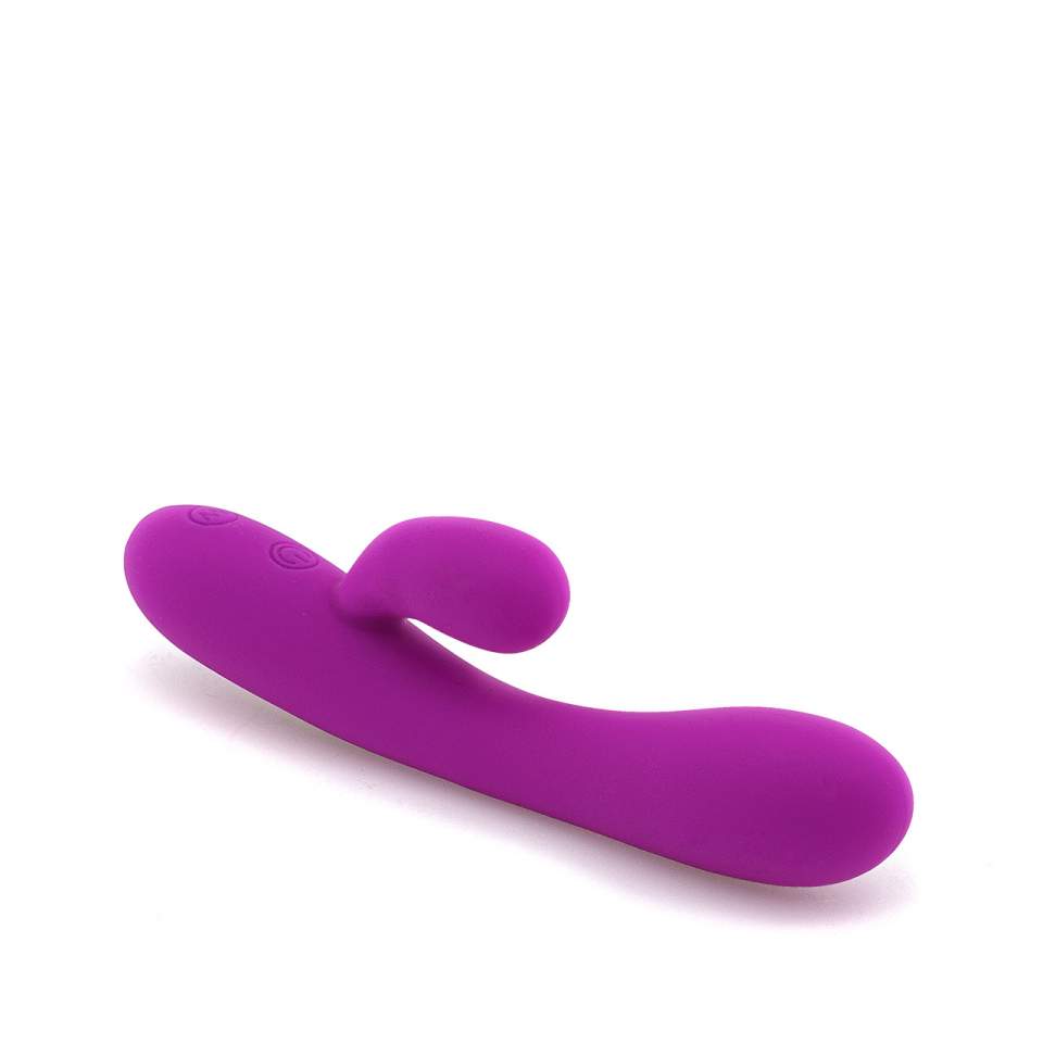 Fioletowy silikonowy wibrator królik ze stymulacją łechtaczki i 30 trybami wibracji
