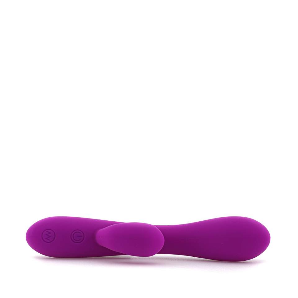 Fioletowy silikonowy wibrator królik ze stymulacją łechtaczki i 30 trybami wibracji