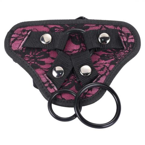 Różowa regulowana uprząż strap-on z otworem na dildo