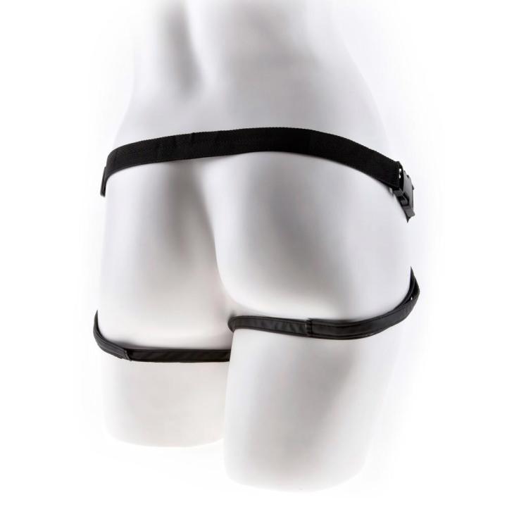 Czarna uprząż strap-on z 3 ringami i regulacją do 173 cm