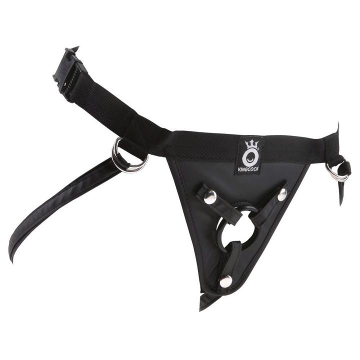 Czarna uprząż strap-on z 3 ringami i regulacją do 173 cm