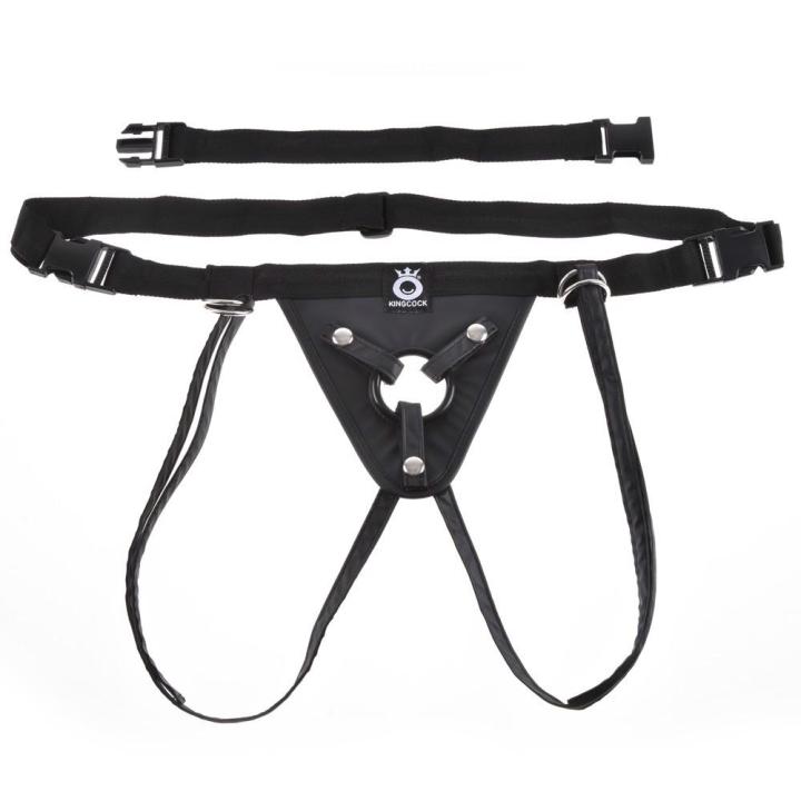 Czarna uprząż strap-on z 3 ringami i regulacją do 173 cm