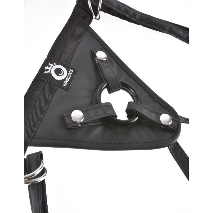 Czarna uprząż strap-on z 3 ringami i regulacją do 173 cm