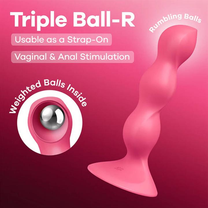 Satisfyer Triple Ball-R Red – dildo z kulkami i przyssawką | Loris.pl