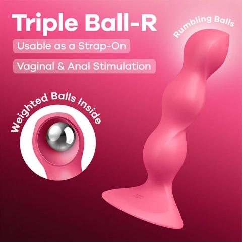Satisfyer Triple Ball-R Red – dildo z kulkami i przyssawką | Loris.pl