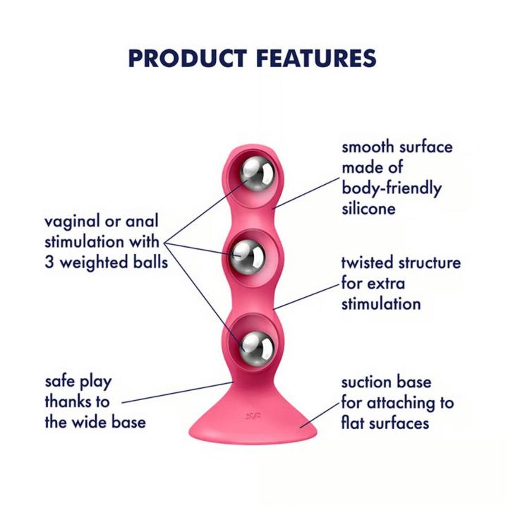 Satisfyer Triple Ball-R Red – dildo z kulkami i przyssawką | Loris.pl