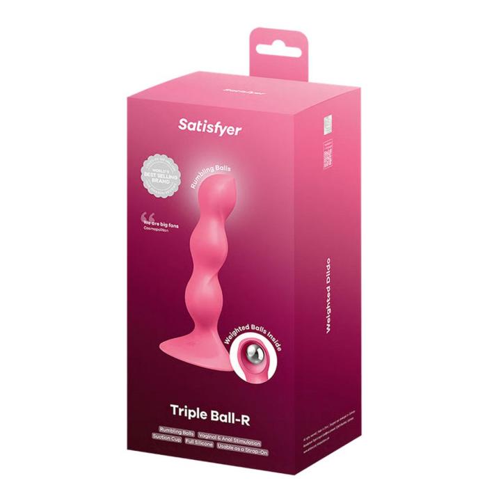 Satisfyer Triple Ball-R Red – dildo z kulkami i przyssawką | Loris.pl