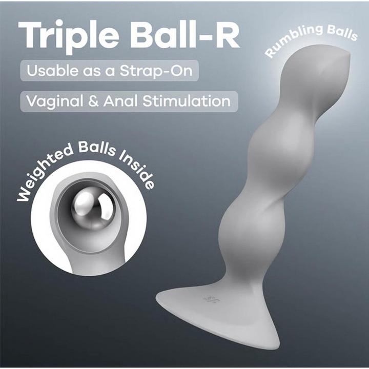 Satisfyer Triple Ball-R Grey – dildo z obciążonymi kulkami i przyssawką | Loris.pl