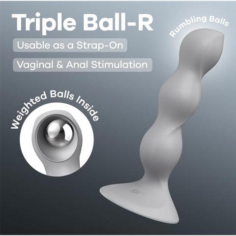 Satisfyer Triple Ball-R Grey – dildo z obciążonymi kulkami i przyssawką | Loris.pl