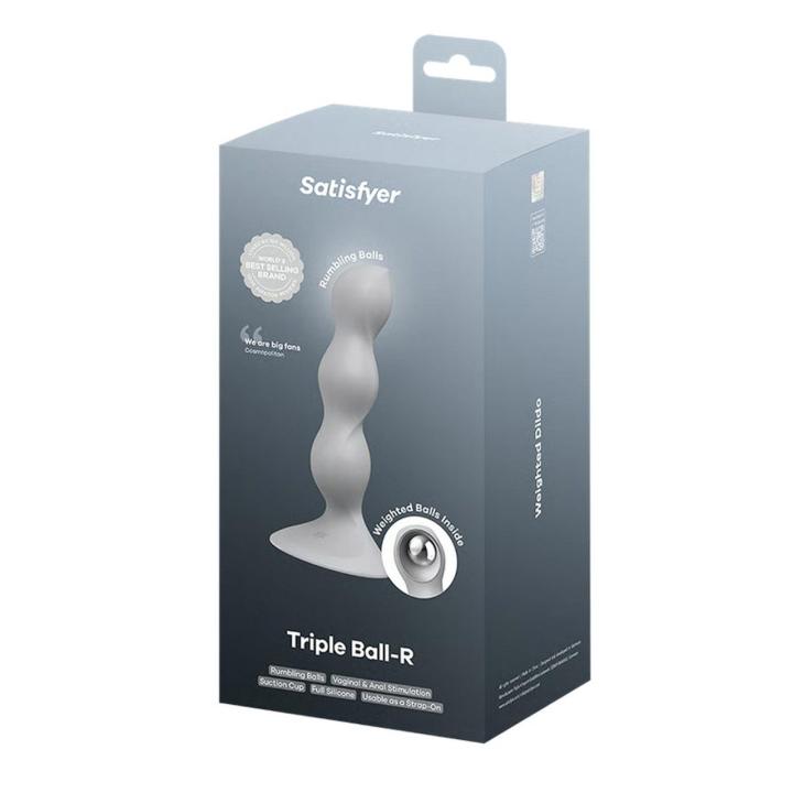 Satisfyer Triple Ball-R Grey – dildo z obciążonymi kulkami i przyssawką | Loris.pl