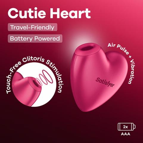 Satisfyer Cutie Heart Pink – Air Pulse i wibracje | stymulator łechtaczki na baterie