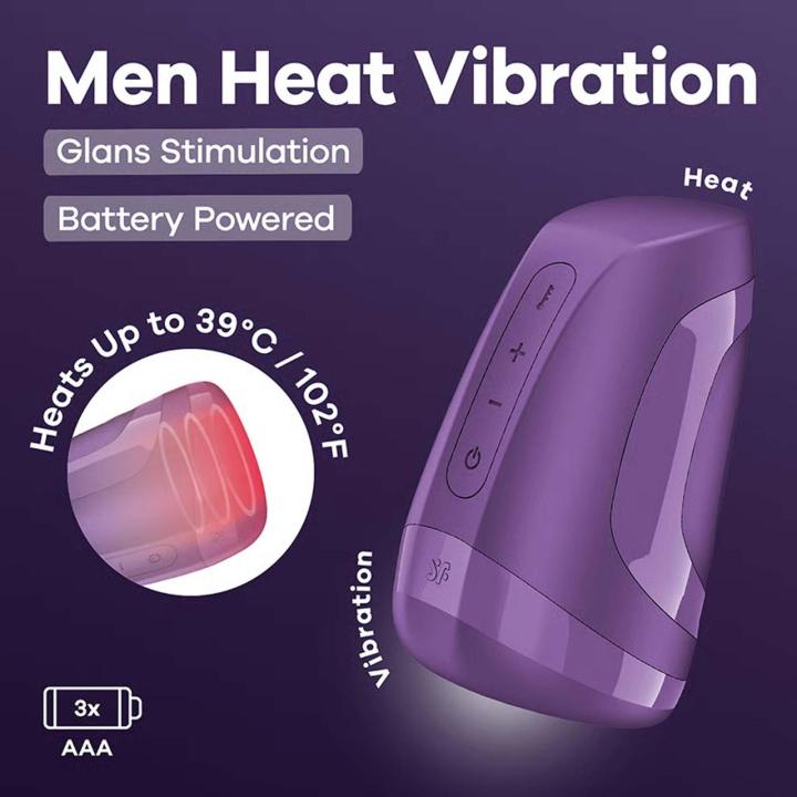 Satisfyer Men Heat Vibration dark berry – masturbator z grzaniem i wibracjami