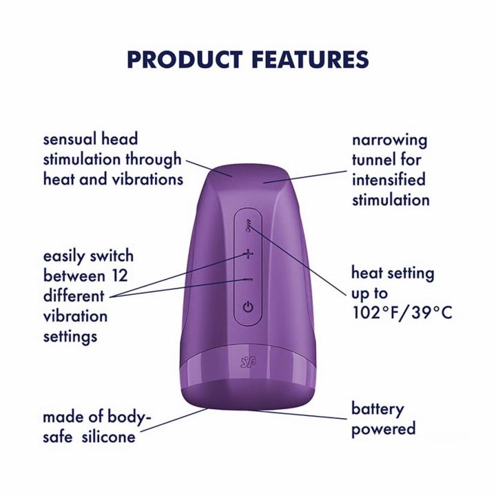 Satisfyer Men Heat Vibration dark berry – masturbator z grzaniem i wibracjami