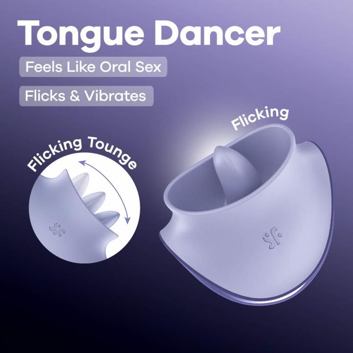Satisfyer Tongue Dancer lila – stymulator z języczkiem, 8+8 trybów, IPX7 | Loris.pl