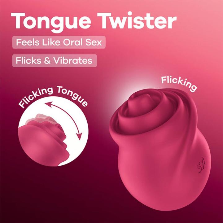 Satisfyer Tongue Twister Red – stymulator z języczkiem, wibracje, IPX7 | Loris.pl