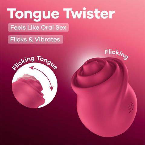 Satisfyer Tongue Twister Red – stymulator z języczkiem, wibracje, IPX7 | Loris.pl