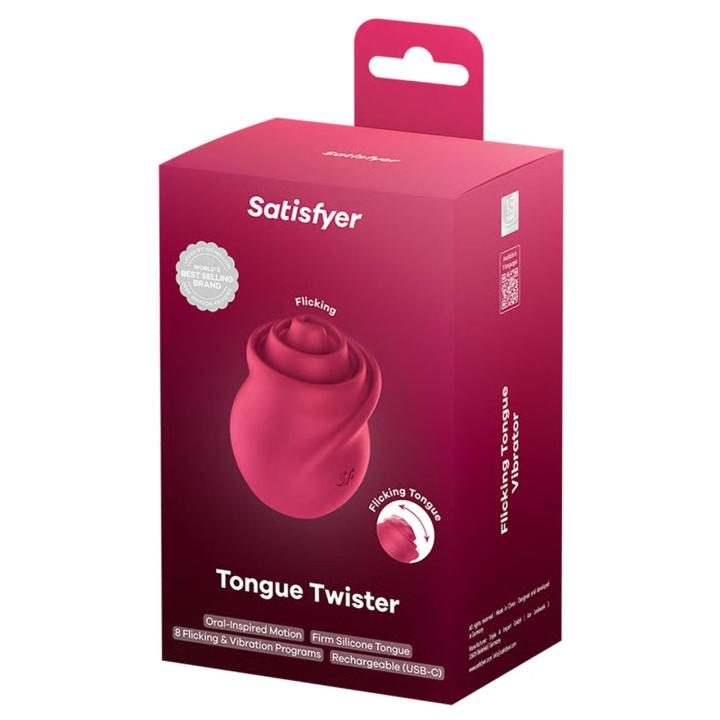 Satisfyer Tongue Twister Red – stymulator z języczkiem, wibracje, IPX7 | Loris.pl
