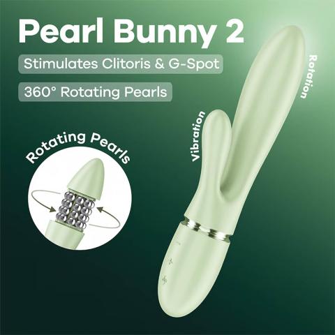 Satisfyer Pearl Bunny 2 zielony – króliczek z perłami 360° | Loris.pl