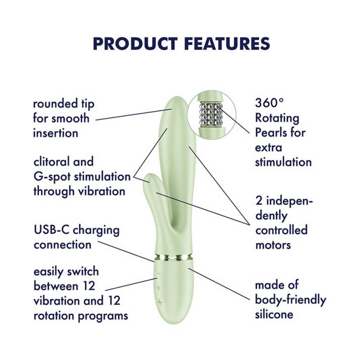 Satisfyer Pearl Bunny 2 zielony – króliczek z perłami 360° | Loris.pl
