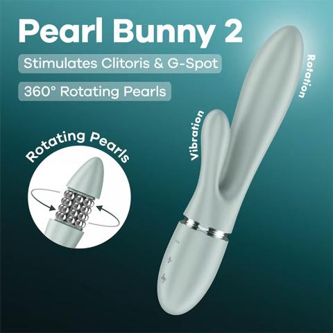 Satisfyer Pearl Bunny 2 greygreen - króliczek z perłami 360° i 2 silnikami