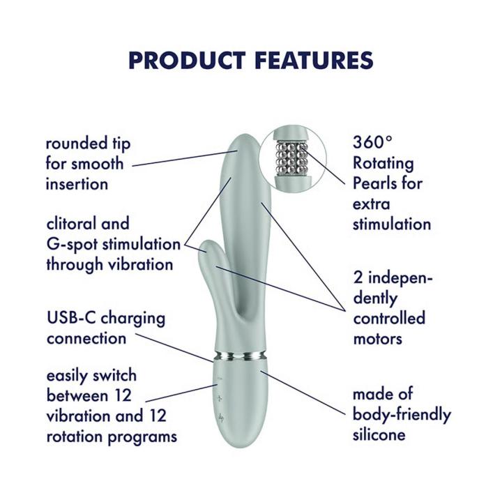Satisfyer Pearl Bunny 2 greygreen - króliczek z perłami 360° i 2 silnikami