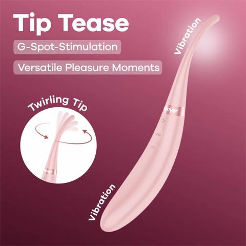 Satisfyer Tip Tease Rose – wibrator do punktu G, 2 silniki, 64 tryby | Loris.pl