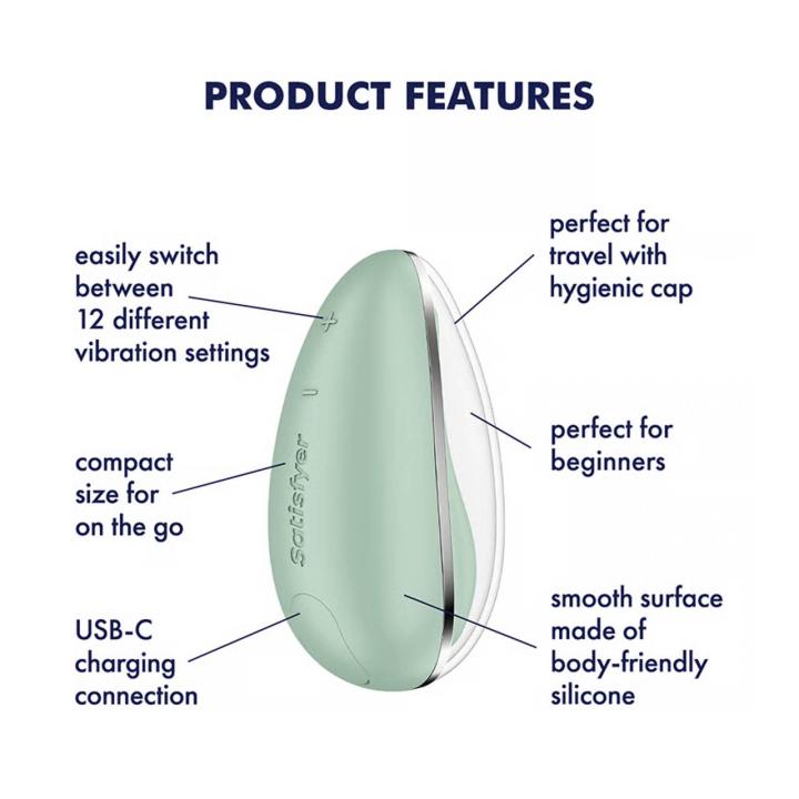 Satisfyer Drop To Go Mint – stymulator łechtaczki 12 trybów, IPX7 | Loris.pl