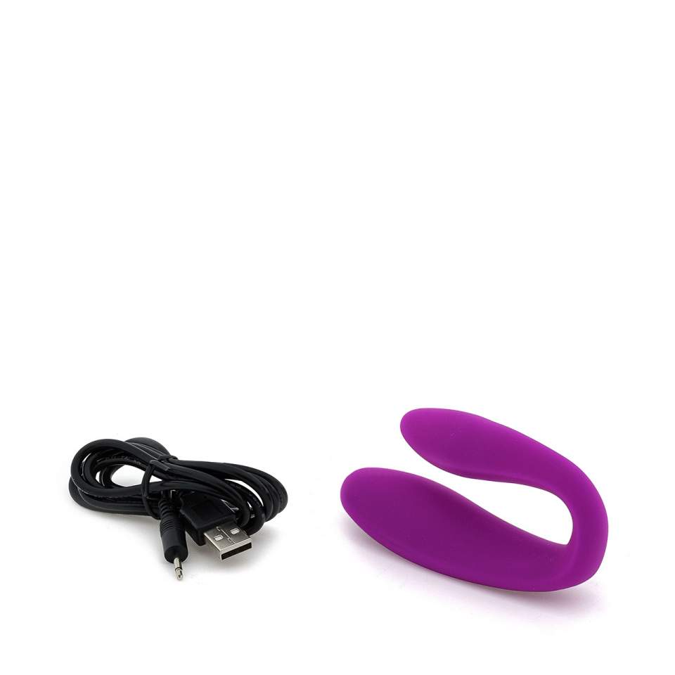 Fioletowy silikonowy wibrator dla par z pilotem do sterowania - 10 funkcji wibracji