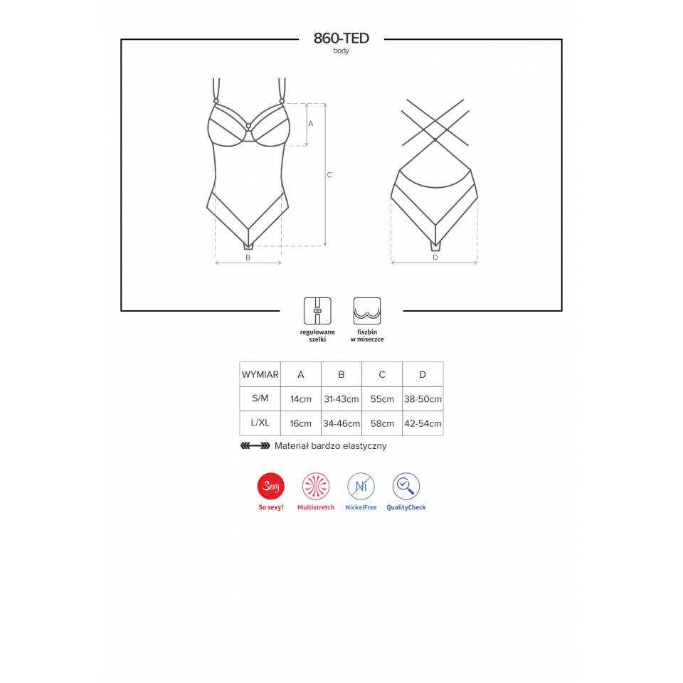 Białe Body Obsessive 860-TED, delikatne i zmysłowe