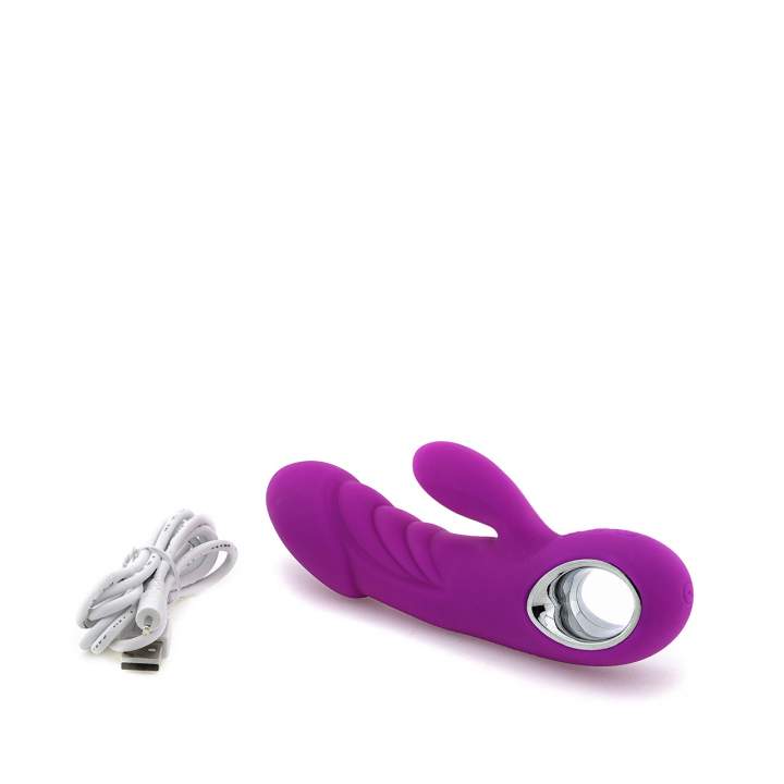 Mały fioletowy wibrator króliczek ze stymulacją łechtaczki wykonany z silikonu
