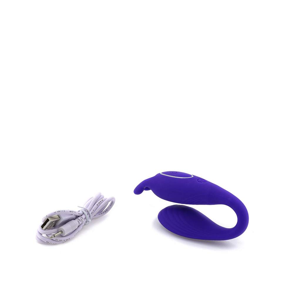 Fioletowy silikonowy wibrator dla par króliczek z pilotem do sterowania