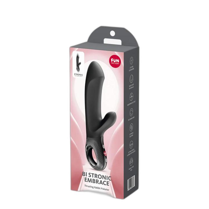 Fun Factory Bi Stronic Embrace Black – króliczek z ruchem posuwistym USB-C