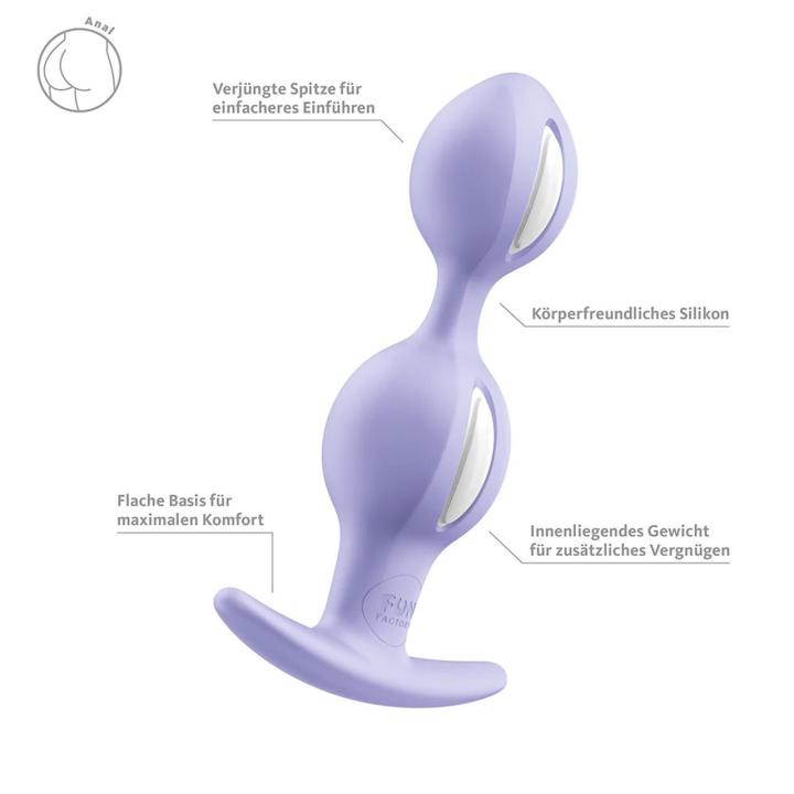 Fun Factory B Balls Duo Purple – plug analny silikonowy z podwójną kulką IPX7
